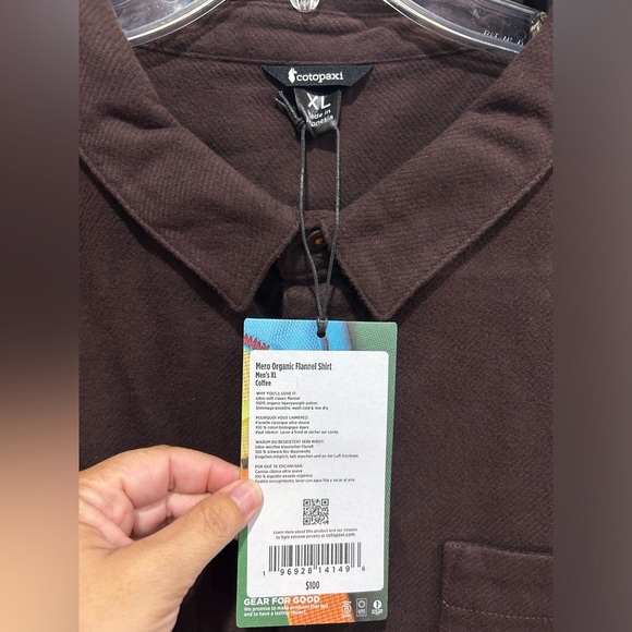 Cotopaxi Men's XL Mero Organic Cotton Flannel Shirt Coffee Rust NWT Heavyweight - Picture 12 of 12